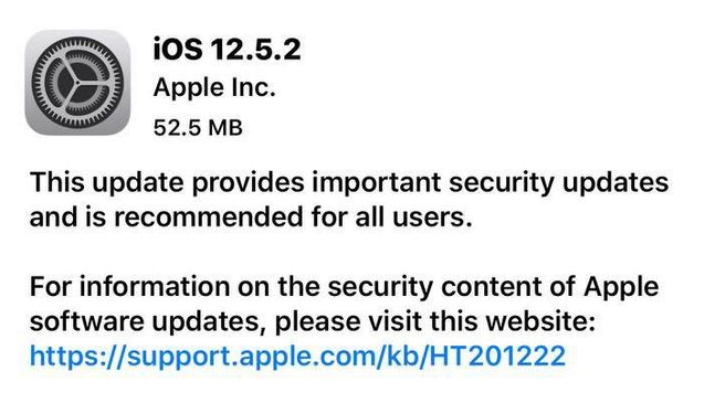 锦江苹果手机维修分享iOS12.5.2发布，建议所有老苹果用户安装 